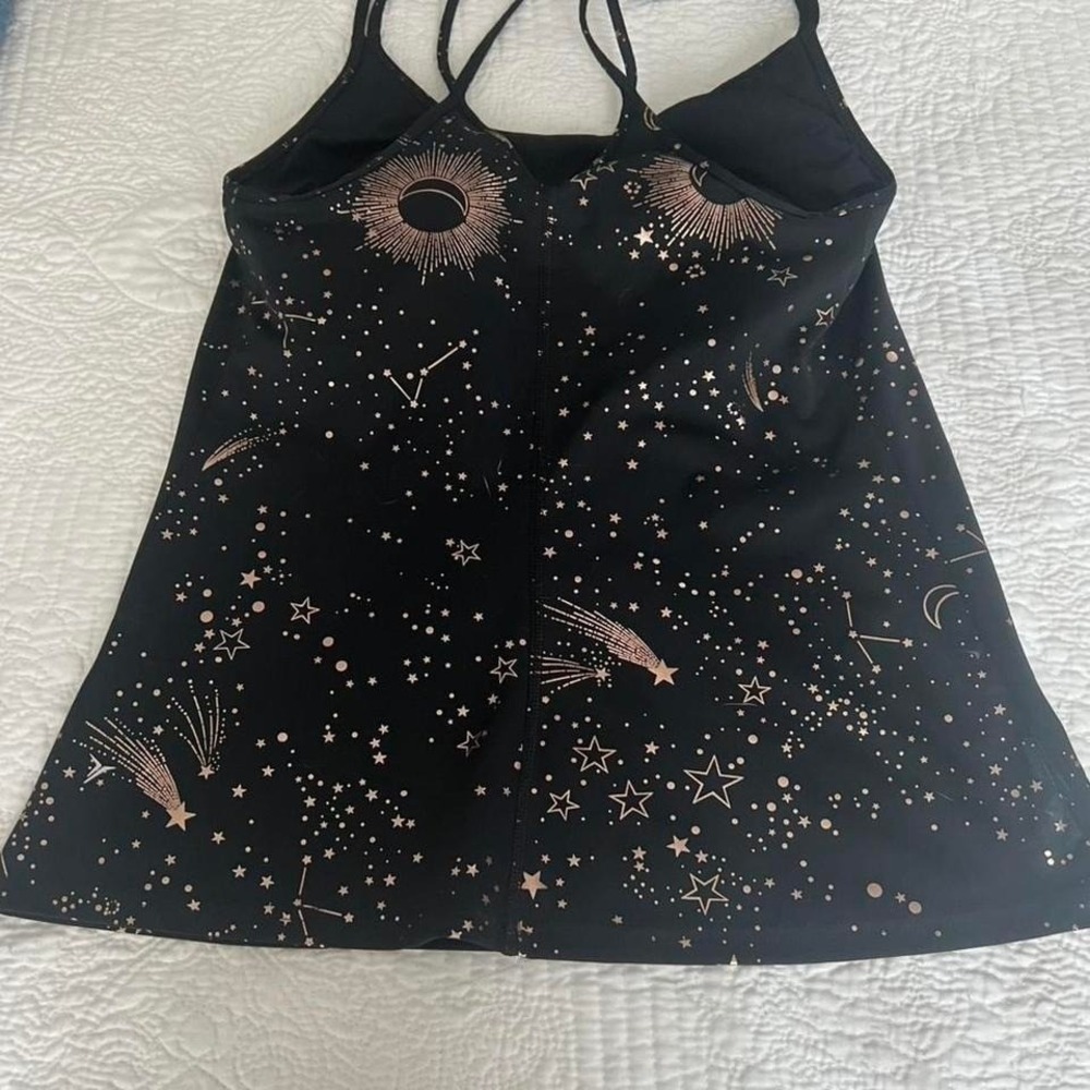 Old Navy Active Tank Top S Black Rose Gold Celestial Foil Constellation Small